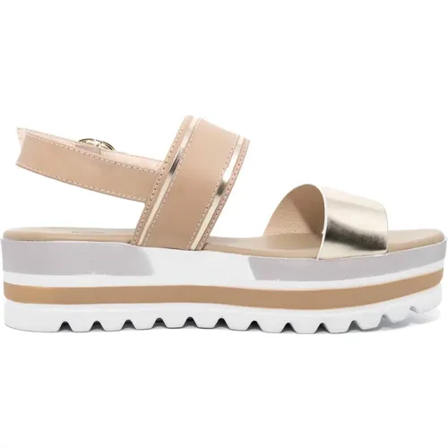 Champagne Pu Barbara Sandalen , Damen, Größe: 36 EU - Nerogiardini - Modalova