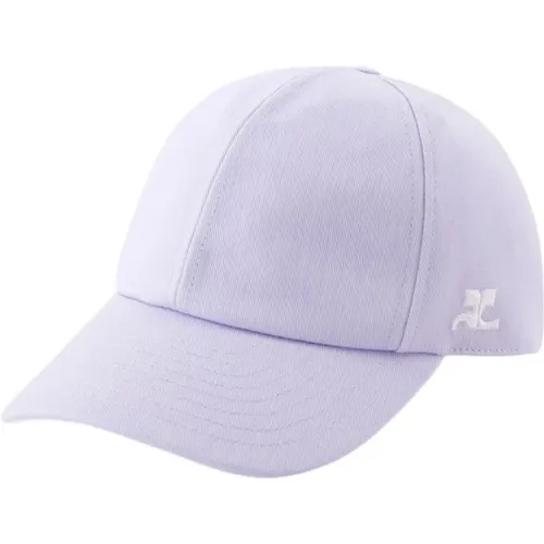 Blaue Baumwollbestickte Mütze , Damen, Größe: M - Courrèges - Modalova