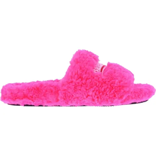 Rosa Furry Slide Sandale , Damen, Größe: 39 EU - Balenciaga - Modalova