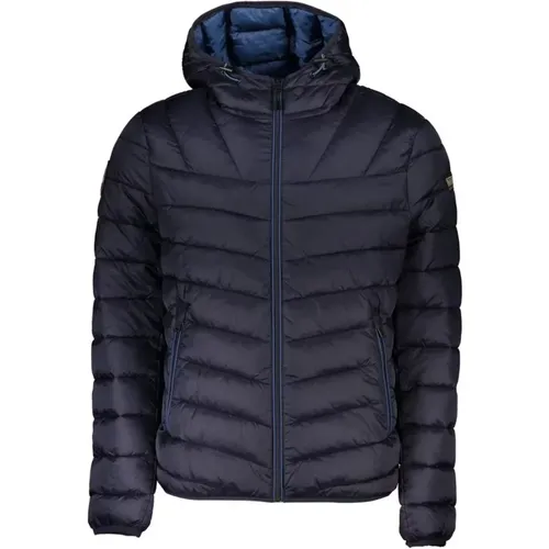 Blaue Kapuzen-Polyamidjacke mit Taschen , Herren, Größe: XL - Napapijri - Modalova