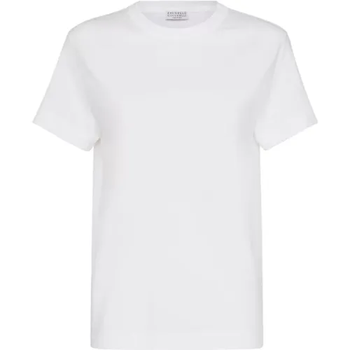 Weiße Baumwoll-Monili-Ketten-T-Shirt , Damen, Größe: M - BRUNELLO CUCINELLI - Modalova