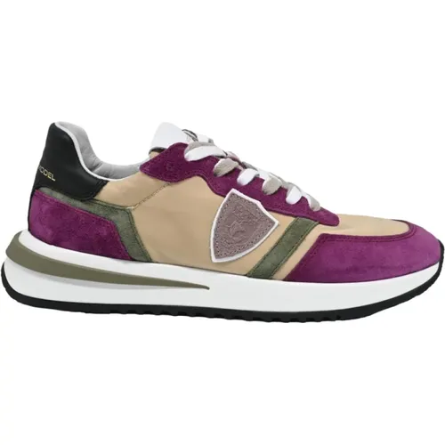 Low Top Sneakers Mondial Violet Beige , female, Sizes: 4 UK, 5 UK, 7 UK, 3 UK - Philippe Model - Modalova