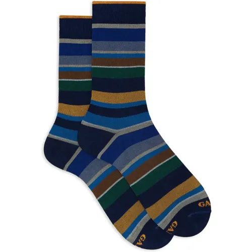 Italienische kurze Socken Mehrfarbig Streifen - Gallo - Modalova