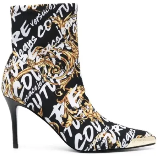Baroque Print Heeled Boots , female, Sizes: 3 UK, 5 UK - Versace Jeans Couture - Modalova