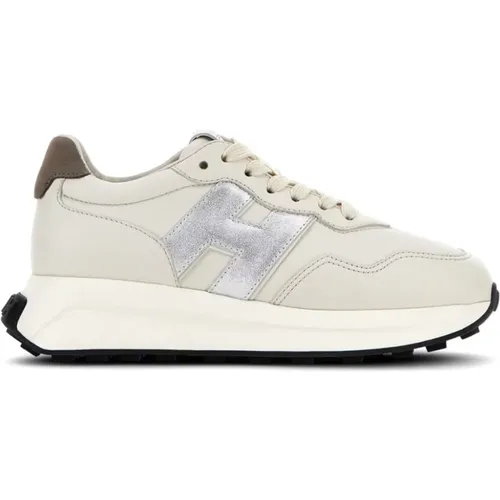 Sneakers Panelled Design Metallic Finish , female, Sizes: 4 1/2 UK, 2 1/2 UK, 5 UK, 4 UK, 6 UK, 3 UK, 3 1/2 UK, 5 1/2 UK, 7 UK, 2 UK - Hogan - Modalova