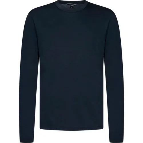 Blaue Crew Neck T-shirts und Polos , Herren, Größe: L - James Perse - Modalova