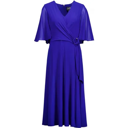 Elegantes Blaues Midi-Kleid mit Cape-Effekt Ärmeln , Damen, Größe: S - Joseph Ribkoff - Modalova