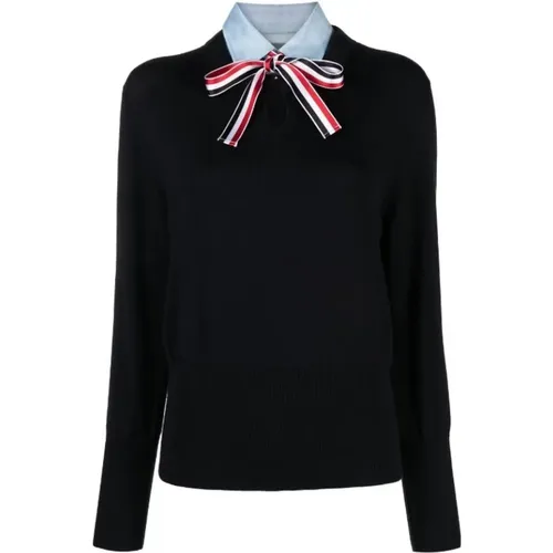 Navy Pullover Combo Shirt , female, Sizes: 3XS - Thom Browne - Modalova