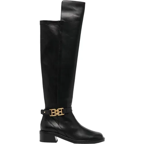 Lederstiefel mit goldenem Logo - Bally - Modalova