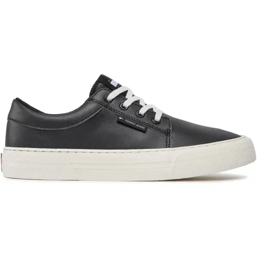 Schwarze PU-Leder Skate Derby Sneakers , Herren, Größe: 41 EU - Tommy Jeans - Modalova