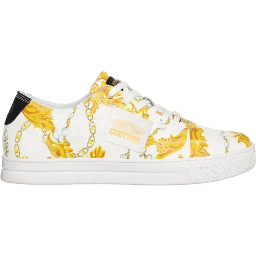 Niedrige Sneakers mit Kettenmuster , Herren, Größe: 40 EU - Versace - Modalova