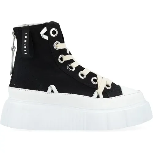 Leather and Fabric Sneakers with Zip Closure , female, Sizes: 8 UK - Inuikii - Modalova