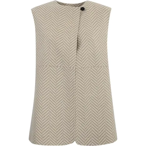 Cashmere Sleeveless Herringbone Jacket , female, Sizes: 2XS - Liviana Conti - Modalova