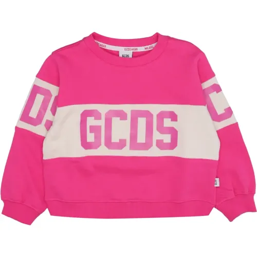 Junior Fuchsia Baumwoll-Sweatshirt mit Kontrastband - Gcds - Modalova