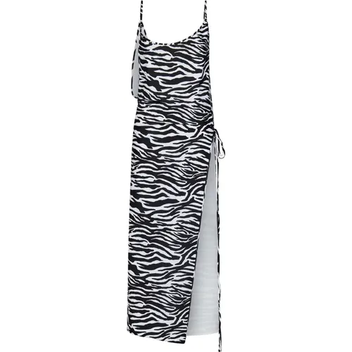 Zebra Print Midi Dress with Side Slit , female, Sizes: M, S - The Attico - Modalova