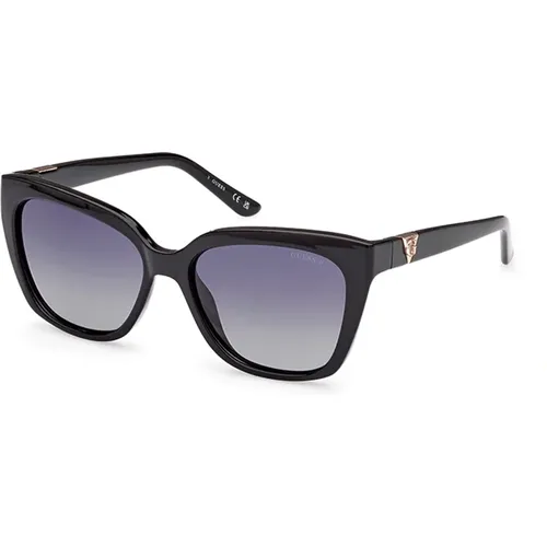 Polarisierte schwarze Sonnenbrille , Damen, Größe: 55 MM - Guess - Modalova