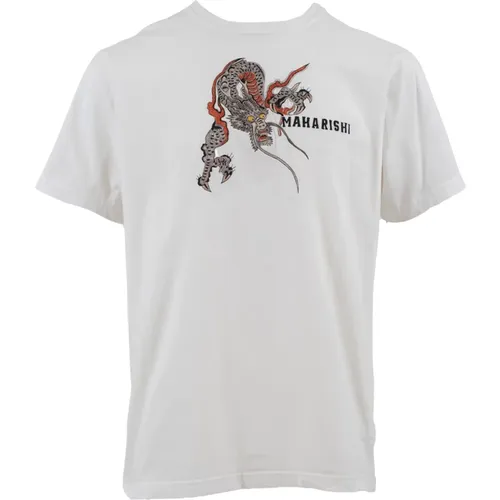 Organic Dragon & Waves T-Shirt , male, Sizes: XL, L, M - Maharishi - Modalova