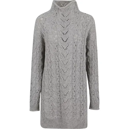 Grey Tweed Funnel Neck Pullover , female, Sizes: S, M - Ralph Lauren - Modalova