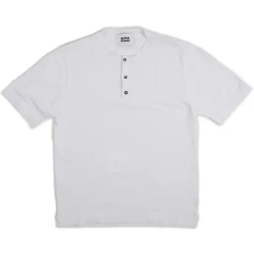 Herren Weißes Baumwoll-T-Shirt , Herren, Größe: M - Alpha Studio - Modalova