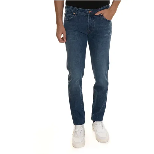 Schneidende Denim Jeans mit Fliesenmuster , Herren, Größe: W33 - Roy Roger's - Modalova