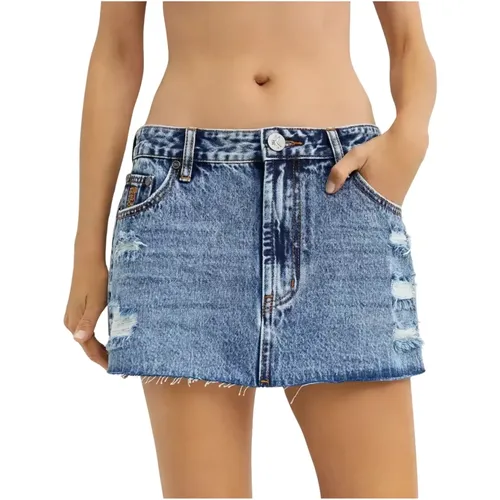 Denim Mini Rock Distressed Raw Finish , Damen, Größe: W24 - One Teaspoon - Modalova