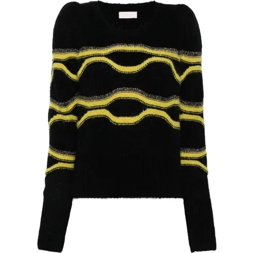 Metallic Intarsia Strickpullover , Damen, Größe: 2XS - Liu Jo - Modalova