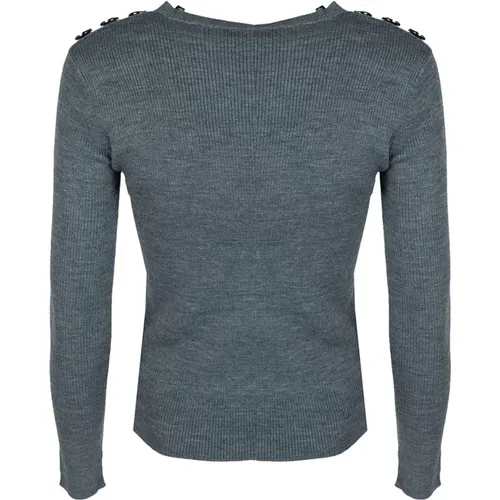 Gerippter Pullover Runder Ausschnitt Wollmischung - pinko - Modalova