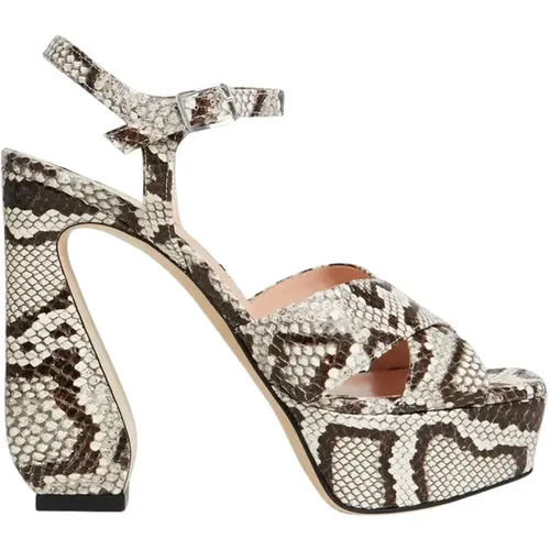 Snake Print Platform Sandals , female, Sizes: 6 UK - Sergio Rossi - Modalova