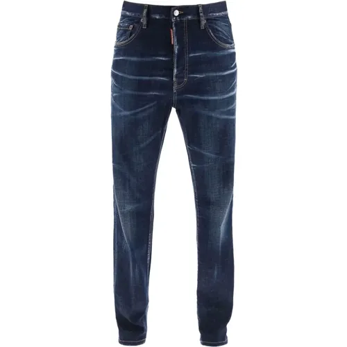 Dunkel gereinigte Jeans mit schmaler Passform , Herren, Größe: S - Dsquared2 - Modalova