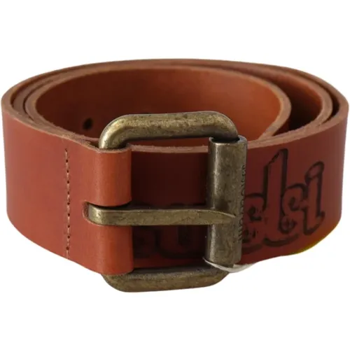 Leather Logo Bronze Rustic Metal Buckle Belt - Just Cavalli - Modalova