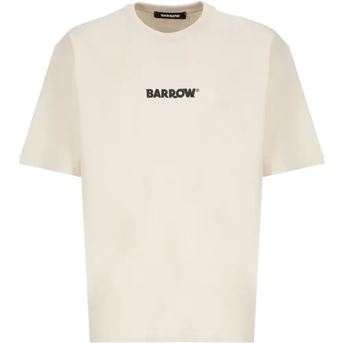 Natürliches Baumwoll-Crew-Neck-T-Shirt , Herren, Größe: S - Barrow - Modalova