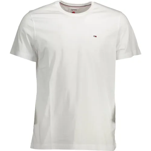 Weißes Baumwoll Herren T-Shirt Klassischer Stil , Herren, Größe: XL - Tommy Hilfiger - Modalova