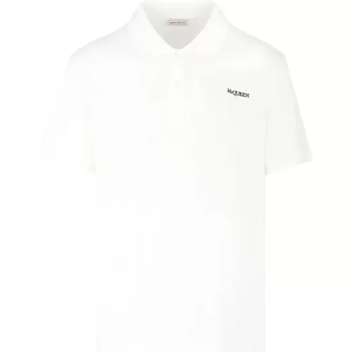 Piquet Polo Shirt in Weiß , Herren, Größe: L - alexander mcqueen - Modalova