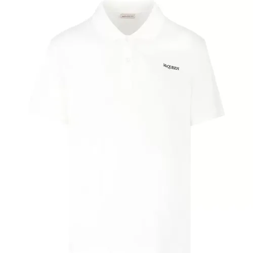 Piquet Polo Shirt in Weiß , Herren, Größe: M - alexander mcqueen - Modalova
