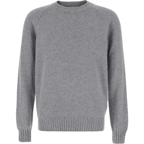 Grauer Kaschmirpullover Girocollo Stil , Herren, Größe: L - La Fileria - Modalova