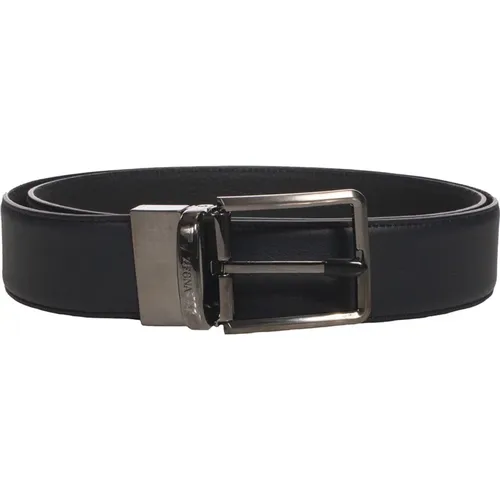 Reversible Leather Belt with Steel Buckle , male, Sizes: 105 CM, 100 CM - Ermenegildo Zegna - Modalova