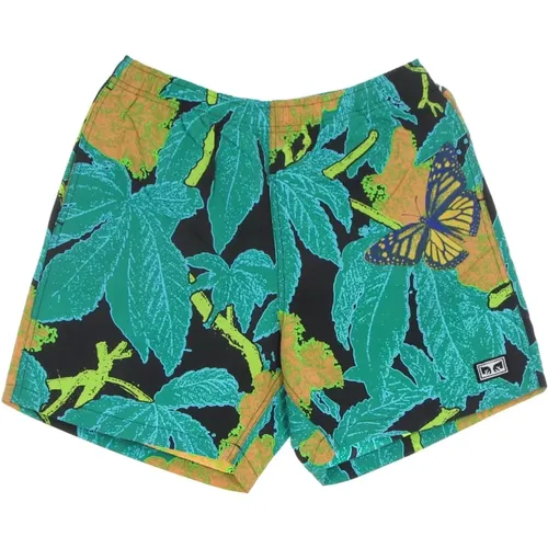 Schwarze Multi-Print Elastische Taille Shorts - Obey - Modalova