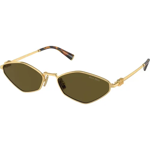 Irregular Metal Sunglasses Brown Lenses , unisex, Sizes: 56 MM - Miu Miu - Modalova