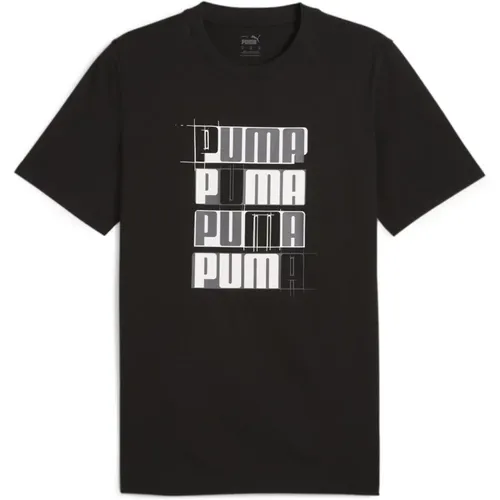 Essentielles Logo T-Shirt Schwarz , Herren, Größe: S - Puma - Modalova