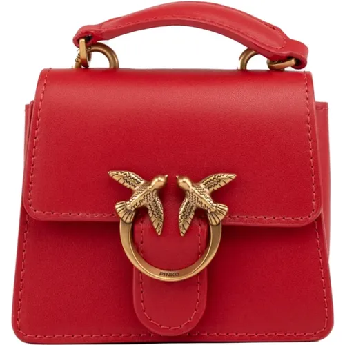 Leather Handbag Love Birds Buckle , female, Sizes: ONE SIZE - pinko - Modalova