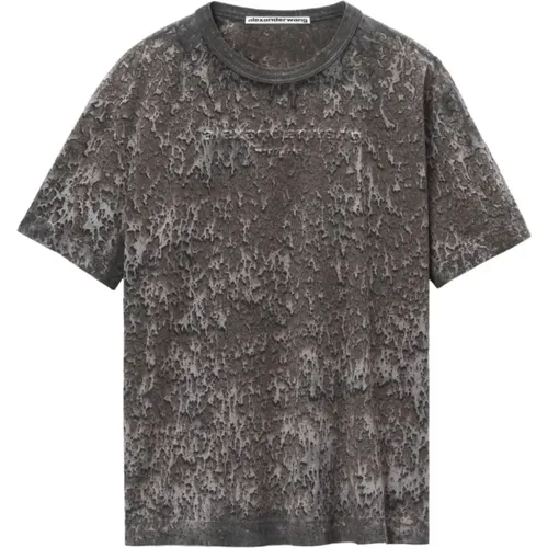 Embossed Logo Unisex Tee Splatter Wash , female, Sizes: S, M - alexander wang - Modalova