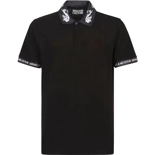 Schwarzes Wasserfarbenkragen Poloshirt , Herren, Größe: XL - Versace Jeans Couture - Modalova