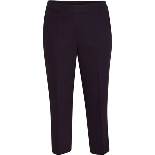 Lila Cropped Hose mit Elastischem Bund , Damen, Größe: 2XL - Kaffe Curve - Modalova