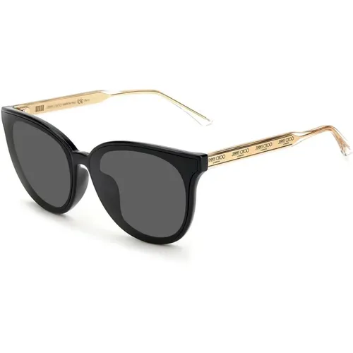 Schwarze runde Sonnenbrille mit Logo-Ornament - Jimmy Choo - Modalova