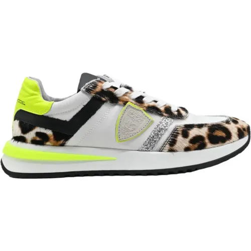 Leopard Print Low Top Sneakers , female, Sizes: 8 UK, 3 UK, 5 UK, 6 UK, 4 UK, 7 UK - Philippe Model - Modalova