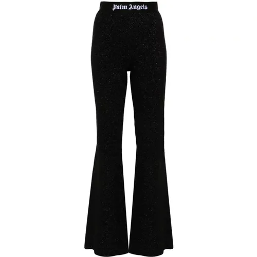 Knitted Flared Trousers with Lurex , female, Sizes: S, XS, L, M - Palm Angels - Modalova