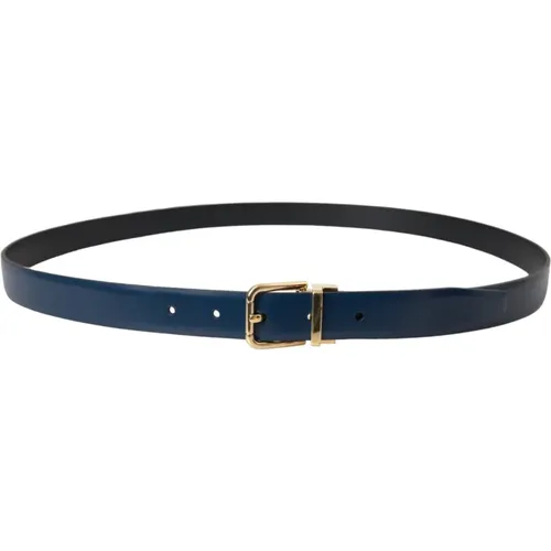 Leather Gold Buckle Belt Men , male, Sizes: 110 CM - Dolce & Gabbana - Modalova