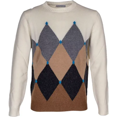 Men's Wool Sweater with Diamond Pattern , male, Sizes: L, M, XL - Kangra - Modalova