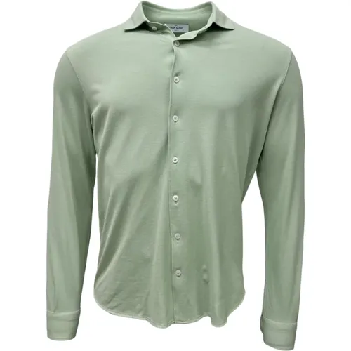 Piqué Hemd in Salbeigrün, Piqué Hemd Leichter Italienischer Stil,weiches Pique Shirt, navy - Gran Sasso - Modalova