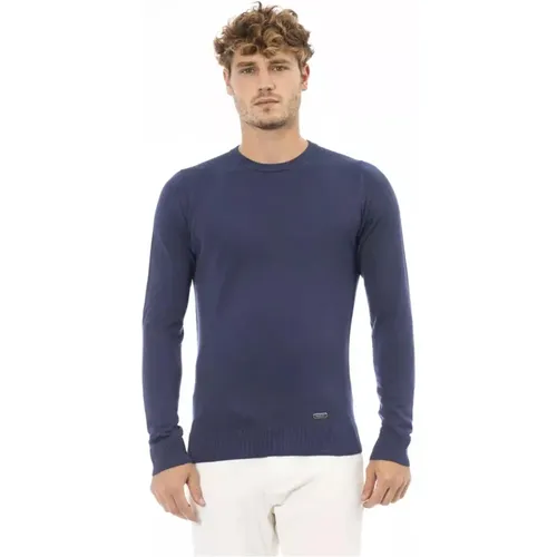 Blauer Modal Rundhalsausschnitt Pullover , Herren, Größe: L - Baldinini - Modalova